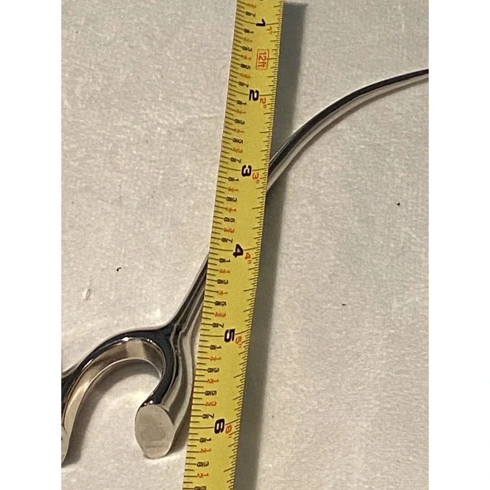 Silver Cat Ring Holder with Long Tail and Rhinestone‎ Eyes MCM Figurine Vtg